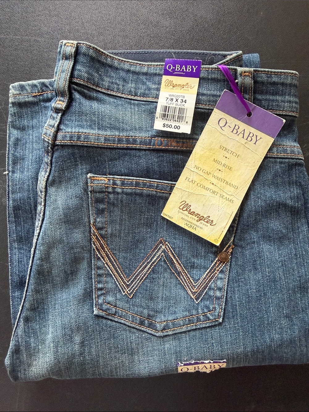 NWT Wrangler Q-Baby Jeans Size 7/8x34